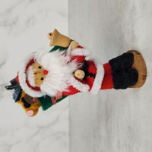 Vintage Handmade Standing Santa Claus Doll with Toy Sack and Bell